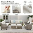 thumbnail image 3 of PPorfamilia Outdoor 3 Seater Sofa, Patio PE Rattan Deep Seat Couch with Beige Cushions, for Porch Balcony Backyard, 3 of 6
