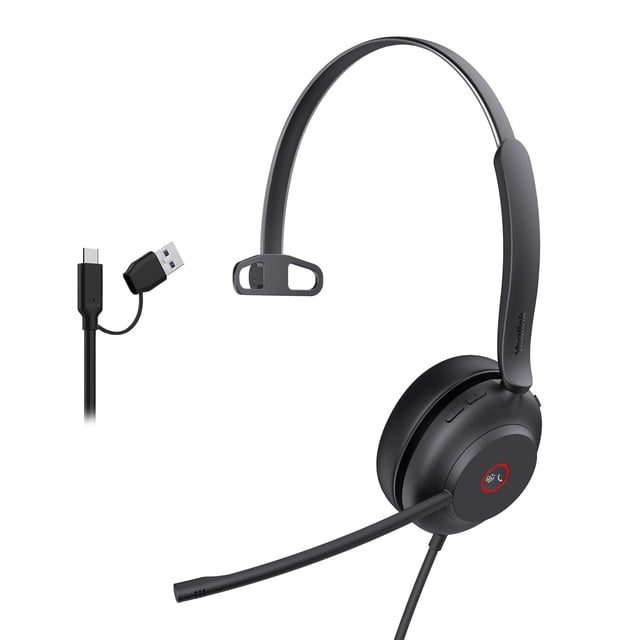 Auriculares Yealink UH37 USB monofónicos con cable y micrófono con cancelación de ruido