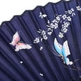 thumbnail image 3 of Folding bamboo lace hand fan, dark blue butterfly and white flower, 3 of 8