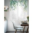 thumbnail image 3 of Eucalyptus Leaves Semi Sheer Window Curtains 63 Inches Long, Green Botanical Summer Spring Rod Pocket Voile Silky Chiffon Curtain Light Filtering Drapes for Living Room, Kitchen, 52"x63", 2 Panels, 3 of 9