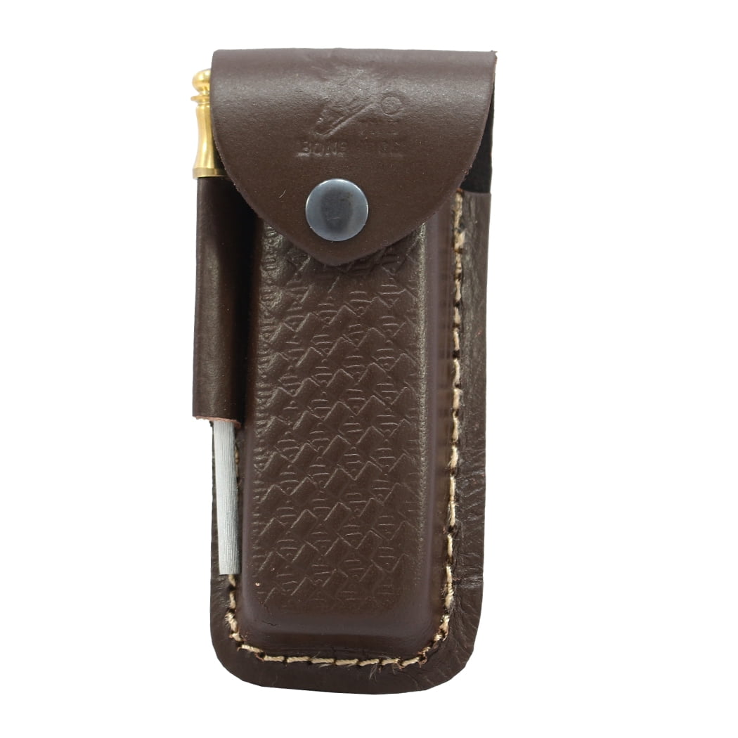 TheBoneEdge 6.5" Damascus Blade Folding Knife Two Tone Black & Orange Wood Handle With Pouch