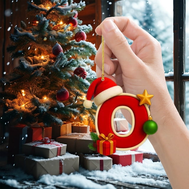Colgante Navideño Acrílico 2D con 26 Letras | Regalo Decorativo | Colgantes para Fiestas Navideñas Familiares | Colgante con Inicial | Adornos Colgantes | Decoración Navideña de Invierno