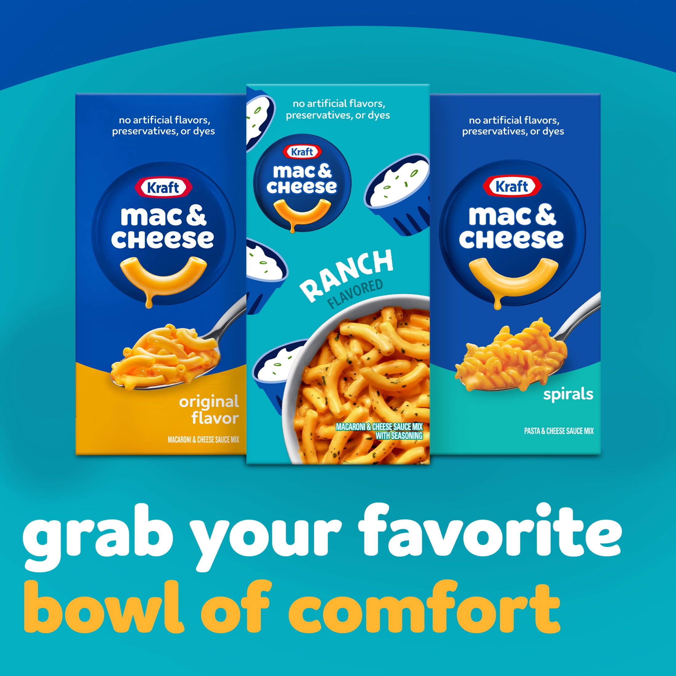 (3 pack) Kraft Mac and Cheese, 1 Box, for Easy Dinner or Dinner Sides, Ranch Flavored, No Artificial Flavors, Preservatives or Dyes, 7.25 oz