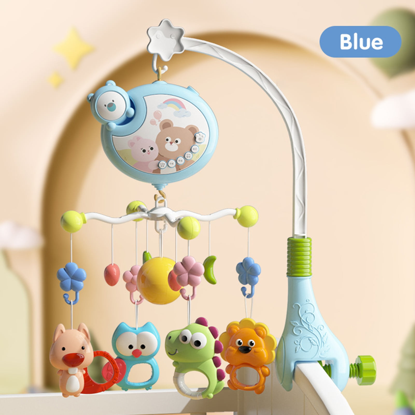 BAELLERT Baby Mobiles for Cribs Crib Mobile with Music & Lights Remote Control Rotating Rattle Toy Star Projection Relaxing Music Baby Crib Rattle for Boys Girls