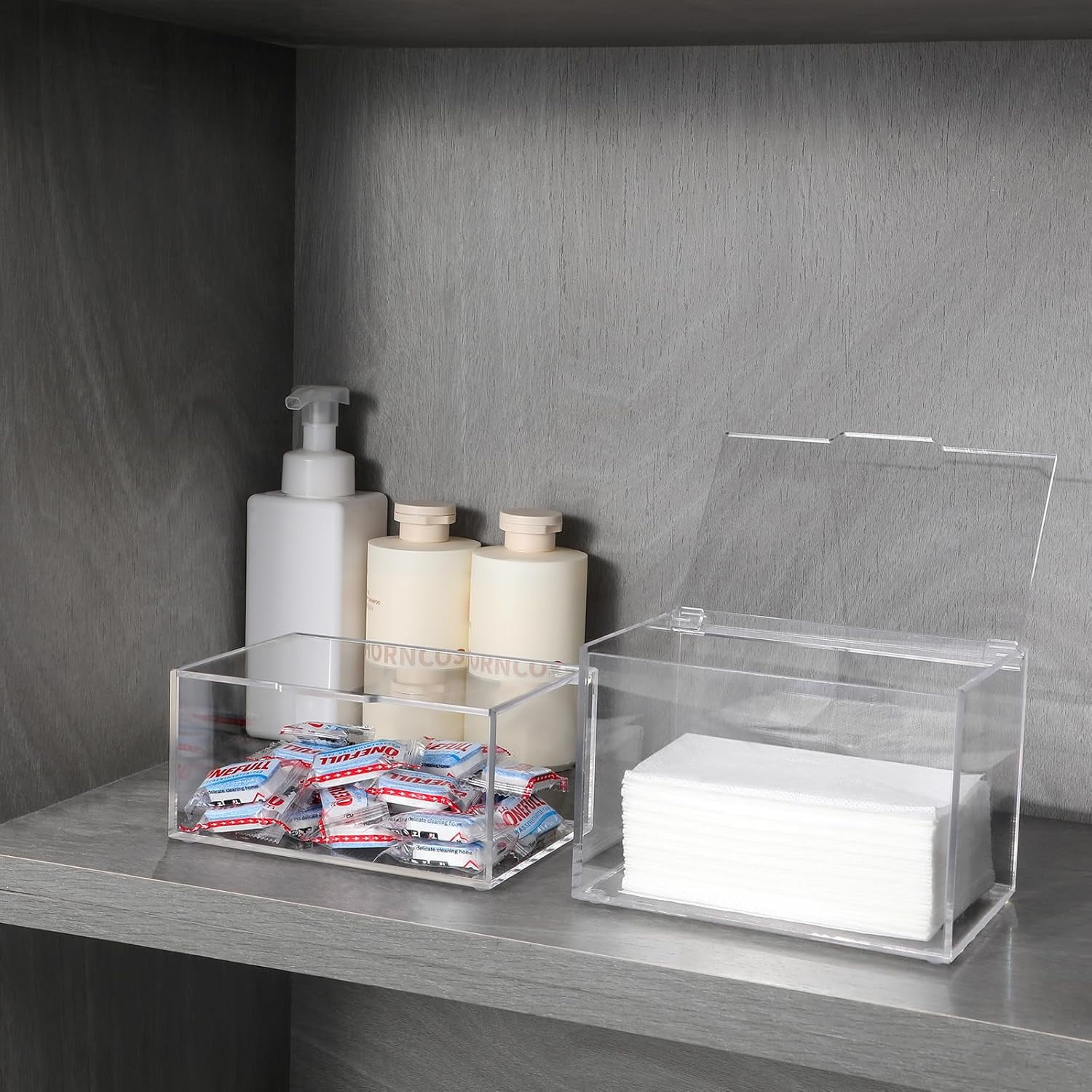 RGHJAR-Thick Acrylic Dryer Sheet Holder Clear Container for Laundry Room Organize and Storage, Dispenser for Dryer Sheets, Fabric Softener, Large