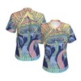 thumbnail image 6 of Women Short Sleeve V Neck Tops T-Shirts Summer Tees, Magic Mushrooms Geometry Psychedelic, 6 of 6