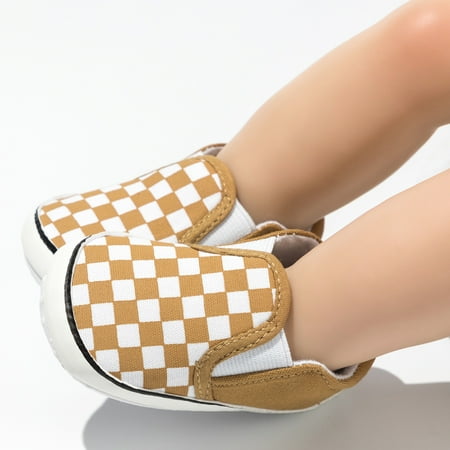 

Toddler Baby Sneakers Soft Sole Non-slip Checkerboard Canvas Shoes First Walkers Crib Shoes Girls And Boys