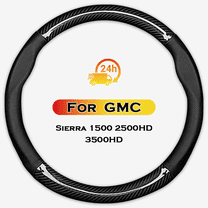 HEKAPAS Customized Auto Car Steering Wheel Cover for GMC Sierra 1500 2500HD 3500HD, 15.5-16 inch Black Large Size Truck Interior Accessories