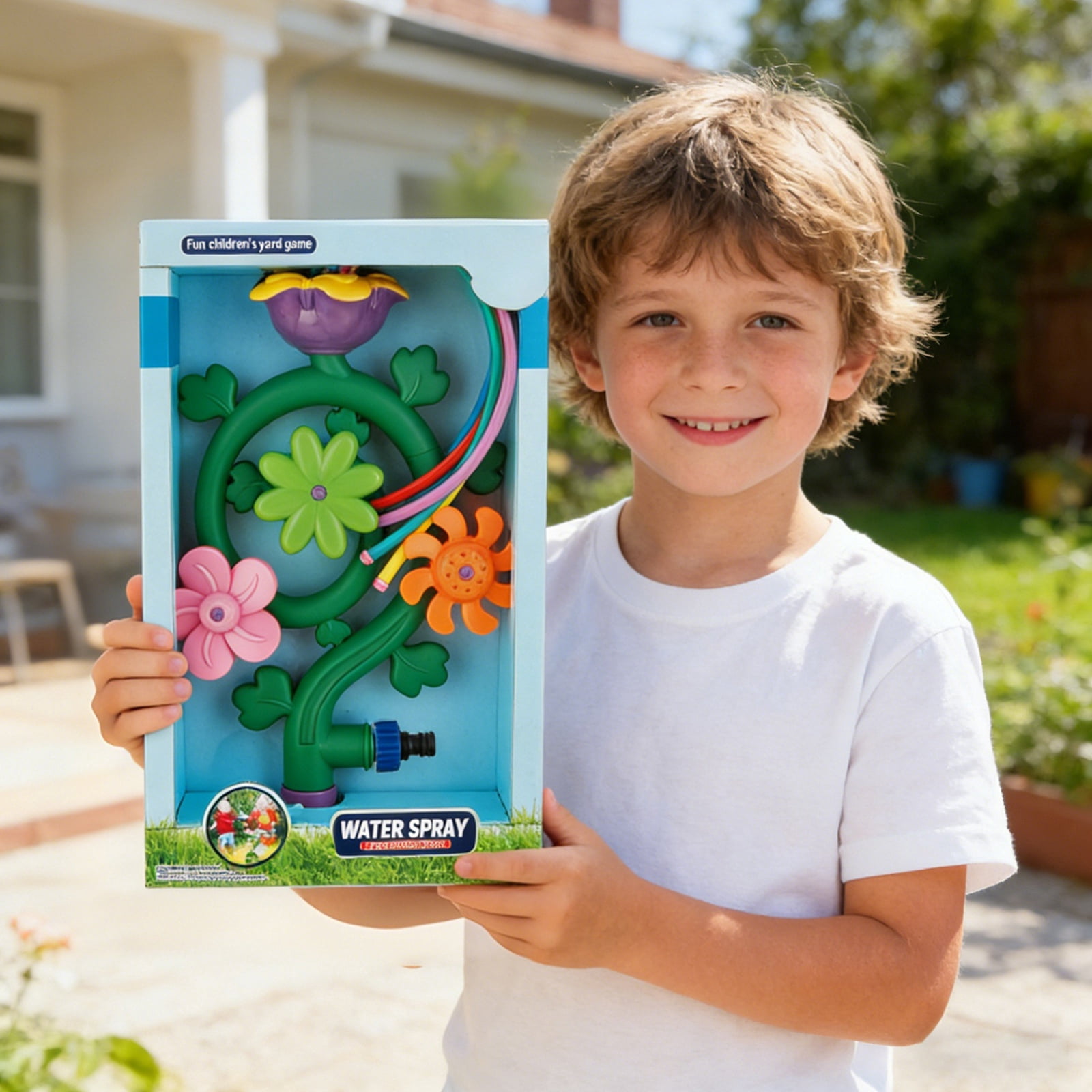 Garden Spinning Sprinkler, Outdoor Summer Lawn Water Spray with Insect Flower Design, Rotating Yard Sprinkler for Backyard Family Fun