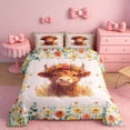 thumbnail image 2 of Erosebridal Baby Highland Cow Flower Crown Queen Comforter Set for Girls, Brown Pink Floral Bedding Comforter Set, 3-Piece 1 Comforter and 2 Pillowcases, 2 of 6