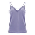 thumbnail image 6 of TRUBKH Camisole Tops for Women Spaghetti Strap Tank Top Crop Tank Tops for Women Long Tank Tops for Women V Neck Lace Lace Fashionable Camisole Vest Crop Tank Tops for Women Light Violet S, 6 of 6