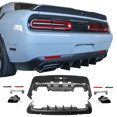 thumbnail image 3 of Ikon Motorsports Compatible with 2008-2014 Dodge Challenger 2015+ SRT Hellcat Style Rear Bumper Cover + Front Bumper Cover + IKON V1 Matte Black Rear Diffuser + Demon Front Lip + Demon Fender Flare PP, 3 of 7