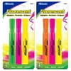 BAZIC Highlighter Assorted Color Desk Style Chisel Tip Marker (3/Pack), 2-Packs