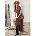 thumbnail image 4 of Vestido Maxi Floral de Envoltura con Escote en V Negro XS PRETTYGARDEN, 4 of 8