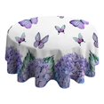 thumbnail image 4 of Purple Flower Butterfly Pattern Round Tablecloth 60"x60",Wrinkle Wipeable Table Cloth for Kitchen Dining Room Picnic Patio Party, 4 of 6
