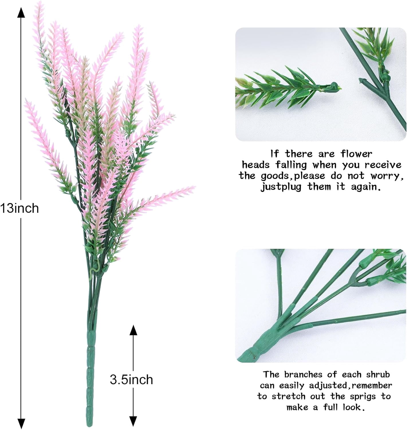 12 Bundles Artificial Flowers Lavender Plant Fake Flower for Outdoor Wedding Garden Home Kitchen Table Centerpieces Decoration Purple Flowers