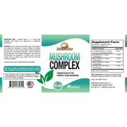 Mushroom Supplement VEGAN with Lions Mane, Chaga, Maitake, Shiitake and Reishi for Energy & Focus