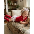 thumbnail image 5 of BemeyourBBs Newborn Baby Girl My First Baseball Season Outfits Letter Bow Print Short Sleeve Romper Ruffles Shorts Skirt Set Headband Socks 4Pcs Infant Girls Summer Clothes, 5 of 9