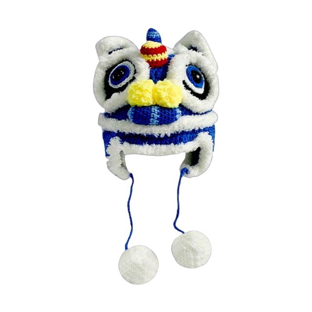 Sonducket Gorro Tradición Estilo Chino Cálido Crochet con Pom Otoño e Invierno azul niño Sombreros azul niño
