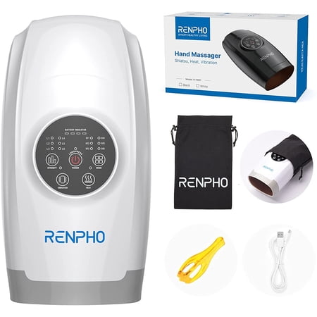 Hand Massager with Heat, RENPHO Cordless Hand Massager Machine with 6 Levels of Massage and Intensity Compression,Compression therapy assists arthritis pain relief with 15 minute Auto Shutoff Timer