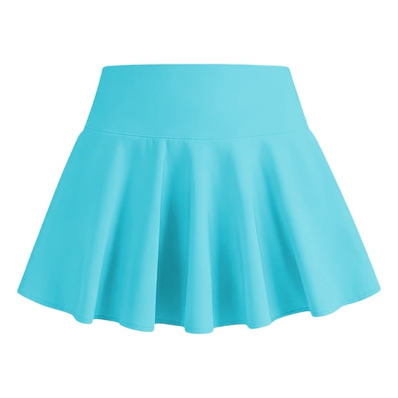 VNKIDY Girls Kids Solid Color High Waist Flared Athletic Skirt With Built In Shorts For Toddlers Summer Daily Wear Casual Outings Playful Outdoor Activities Trendy Skirt