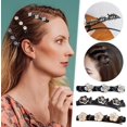 thumbnail image 2 of Satin Fabric Hair Bands, Camellia Rose Hair Clip, Rhinestone Four-Leaf Clover Hairpin Duckbill Clip, Sparkling Crystal Stone Braided Hair Clips, for Women Hair Styling, 2 of 5