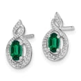 thumbnail image 2 of Auriga Fine Jewelry 925 Sterling Silver Rh-plated Created Emerald and Diamond Stud Earrings for Women, 2 of 6