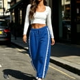 thumbnail image 4 of Women's Lace Trim High Waisted Wide Leg Sweatpants Drawstring Lounge Pants with Pockets Comfy Casual Trousers for Daily Wear, 4 of 10