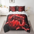 thumbnail image 2 of Manfei Red Game Console Bed in a Bag Full size, Neon Geometric Bed Set, Teens Gaming Reversible Bedding Full Size, Microfiber Room Decorative, 7-Piece, 2 of 6