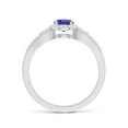 thumbnail image 2 of Angara Natural 0.5 Ct. Tanzanite with Diamond Halo Ring in 14K White Gold for Women (Ring Size: 3.5), 2 of 8