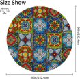 thumbnail image 4 of Round Tablecloth 60 inch, Mexican Talavera Table Cloth, Waterproof Washable Polyester Wrinkle Resistant Table Cover for Kitchen Dining Table, Wedding, Buffet Parties and Camping, 4 of 6