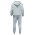 thumbnail image 5 of Hogleaql Mens Hoodie Sweatsuit 2 Piece Solid Color Relaxed Fit Hoodie Jogging Running Pant Set Sweat Fall Suit with Pockets Light Gray 2XL, 5 of 6