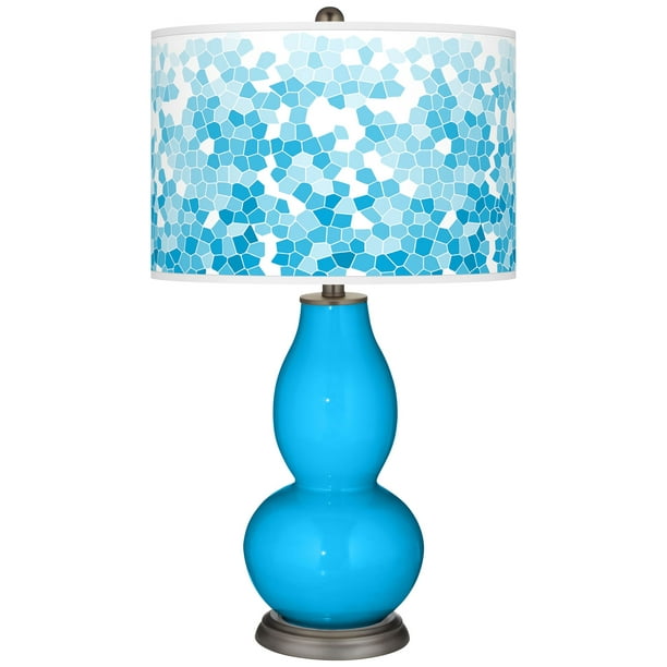 Color Plus Sky Blue Mosaic Giclee, Double Gourd Table Lamp Blue
