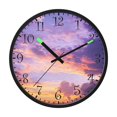 thumbnail image 2 of Voice Activated Clock with Glow Light 12 Inch Large Silent Wall Clock Battery Operated for Home Decor Purple and Orange Setting Sun, 2 of 8