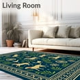 thumbnail image 2 of ODIKA 2'x3' Machine Washable Non-Slip Area Rug, Nordic Dachshund Folk Art with Winter Forest Details High Traffic Rug with Pad, Navy Blue, 646235, 2 of 8