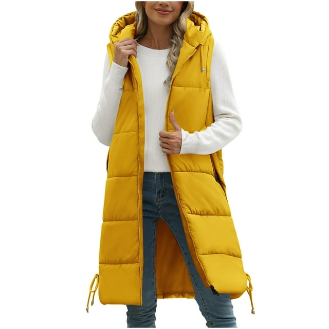WRKEKC Veste d'Hiver Sans Manches pour Femmes en Coton, Couleur Unie, Doublée, Matelassée, Sans Capuche, Décontractée pour Temps Froid