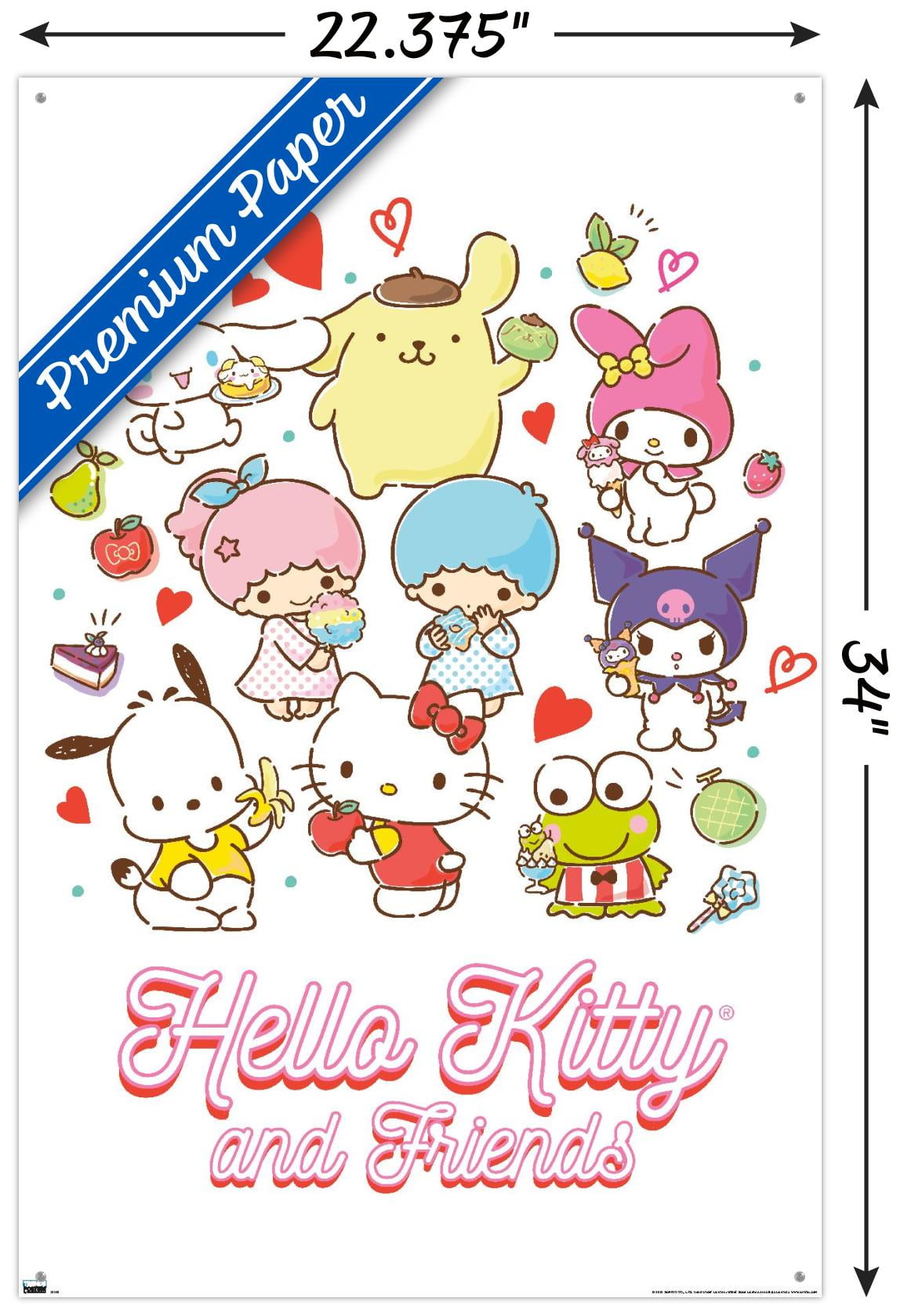 Hello Kitty and Friends - Kawaii Favorite Flavors Wall Poster with Pushpins, 22.375" x 34"