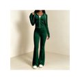 thumbnail image 5 of Zynoxe Womens Sweatsuits 2 Piece Set with Pockets Long Sleeve Zip Hoodie Top & Full Length Flare Pants Suit Comfy Velour Womens 2 Piece Outfits Versatile Solid Color Sweat Suits for Womens Green S, 5 of 7