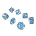 thumbnail image 2 of 7 dados de metal con patrón de ojo de diablo, delicados dados de poliedro para juegos de enseñanza de matemáticas, color azul, 2 of 14