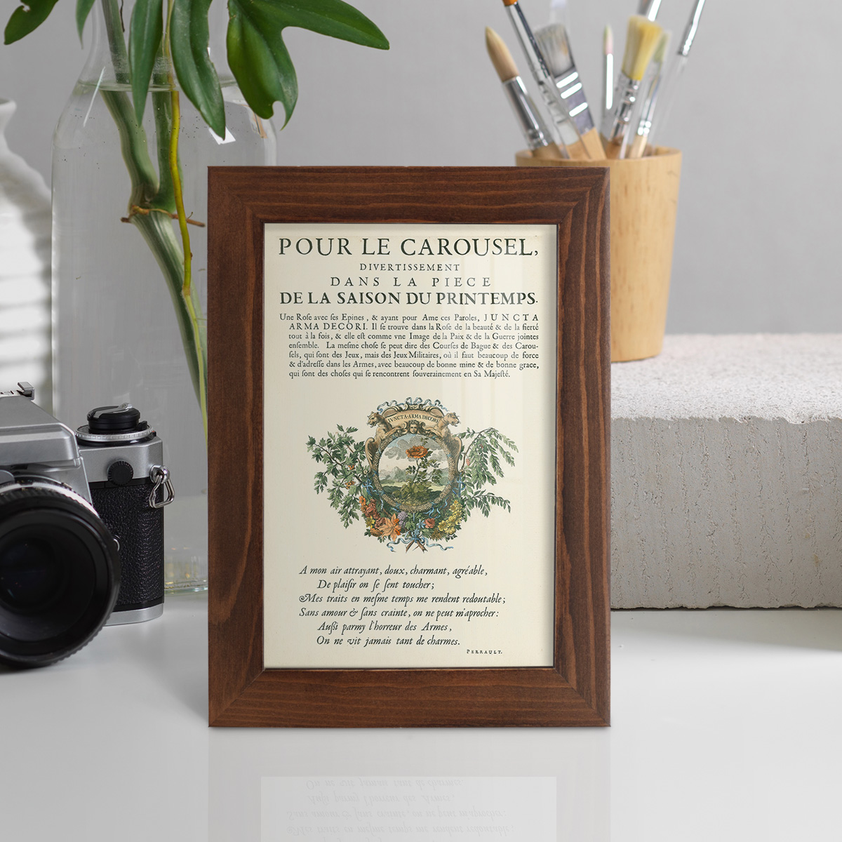 Printed Embellished Bookplate IV - Framed Print w/glass - Chestnut