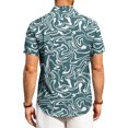 thumbnail image 5 of Dresfit Men's Polo Shirts Graphic Short Sleeve Hawaiian Shirt Spring Summer Button Down Holiday Aloha Shirt Loose Floral Big and Tall Beach Mokaloha Shirt Light Blue 2XL, 5 of 8