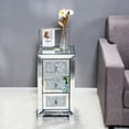 thumbnail image 2 of Hassch Modern And Contemporary Mirror Surface With Diamond 3-Drawers Nightstand Bedside Table, 2 of 8