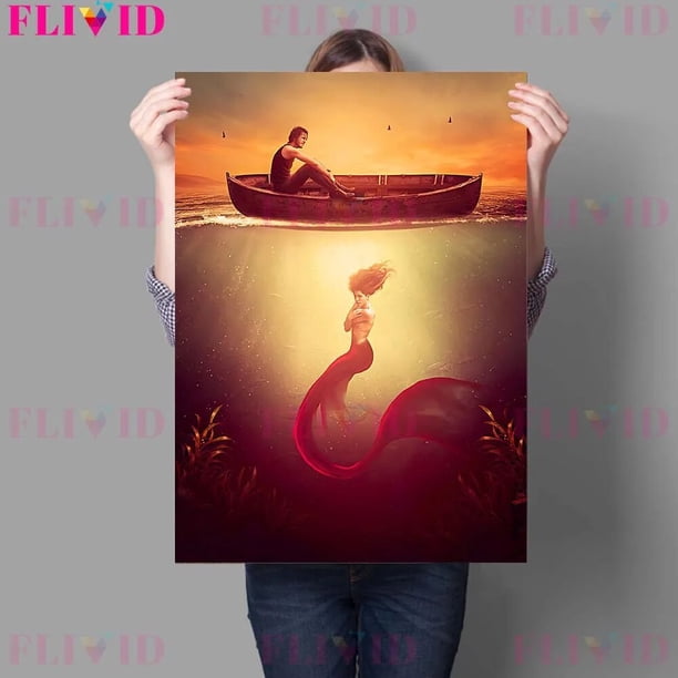 Pintura en lienzo de bruja de pelo de serpiente, sirena, arte de pared, Cuervo, bruja y Ángel del diablo, póster de arte e impresión, decoración del hogar sin marco
