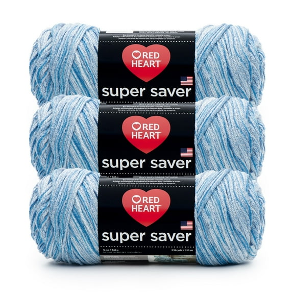 Red Heart® Super Saver® #4 Worsted Acrylic Yarn, Lapis 5oz/142g 236yd (3Pk)