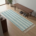 thumbnail image 5 of Kitchen Runner Rugs, Retro Linen Stripes 2'x5' Throw Rug with Tassels, Country Blue Washable Soft Floor Carpet Runner for Hallway Bedroom Bathroom Laundry Room, 5 of 9