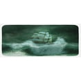 thumbnail image 1 of Pirate Ship Kitchen Mat, Old Ship in Thunderstorm Digital Art Fantasy Adventure, Plush Decorative Kitchen Mat with Non Slip Backing, 47" X 19", Jade Green Dark Green, by Ambesonne, 1 of 1