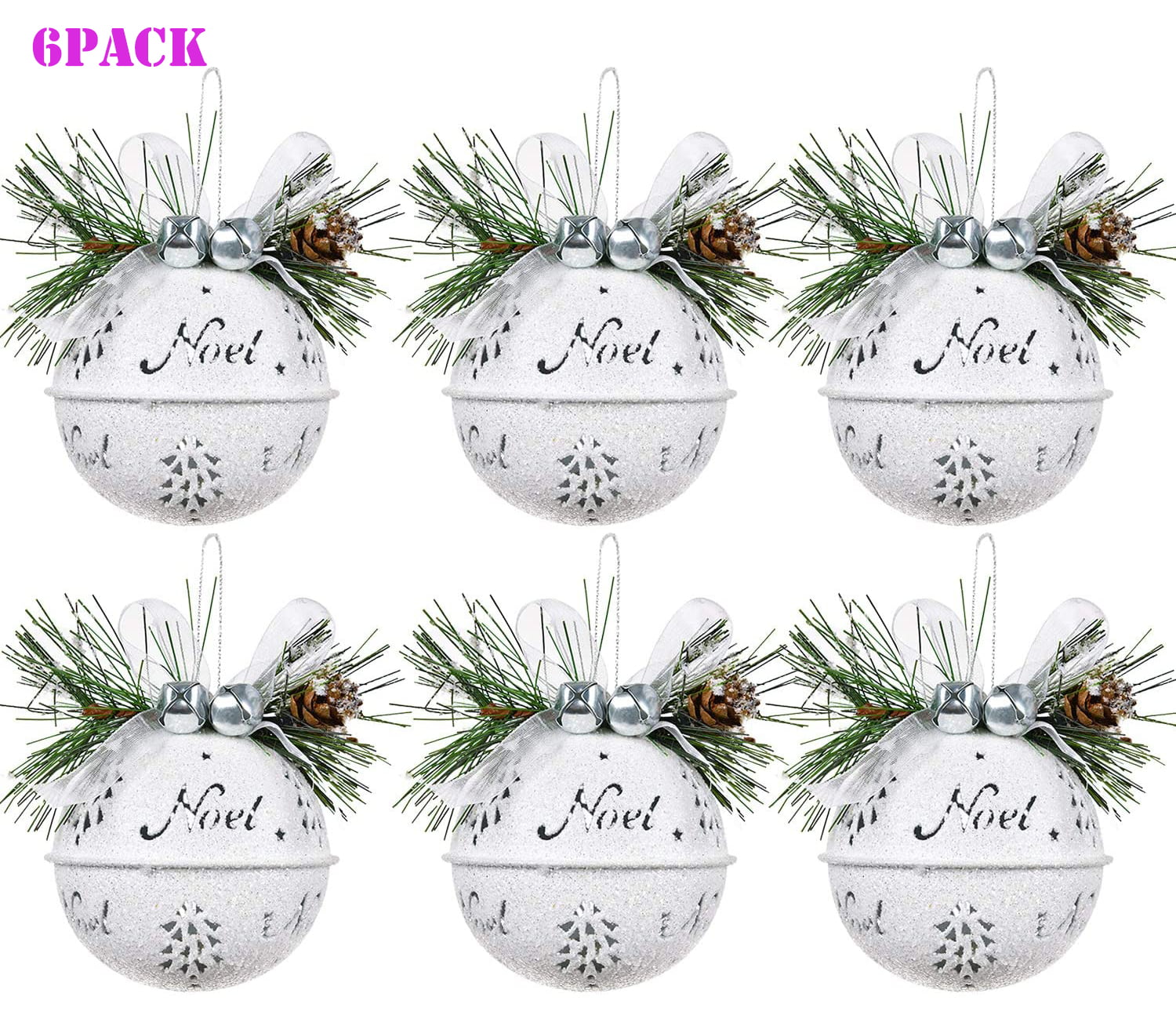 3 White Glitter 4 In Sleigh Ornaments Tree Christmas Decoration Frozen Party 