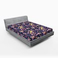 thumbnail image 2 of Ambesonne Vintage Fitted Sheet, Cherries Birds Flowers Art, King Size, Lime Green and Dried Rose, 2 of 5