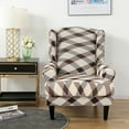 thumbnail image 2 of Sumhomie Housse Extensible Imprimée pour Fauteuil à Oreilles 2 Pcs, Beige, 2 of 4