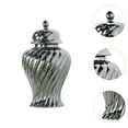 thumbnail image 6 of deevoka Ceramic Bud Vase Luxury Porcelain Ginger Jar with Lid for Wedding Cafe Shelf Silvery, 6 of 9